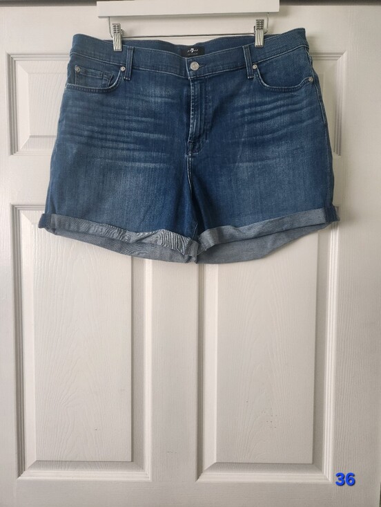 7 For All Mankind Pants - 7 For All Mankind Blue Rolled Hem Denim Shorts Women's 34